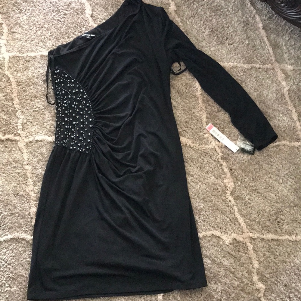 NWT one sleeve black dress
